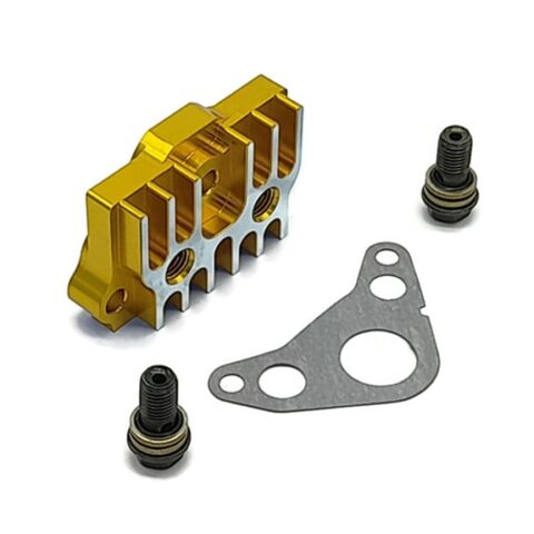 Compression Take Off Plate Oil Cooler Take Off Plate – CNC – Gold | DBRacing